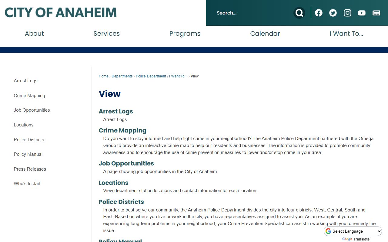 Anaheim Police Department arrest logs database for 24 hour booking search