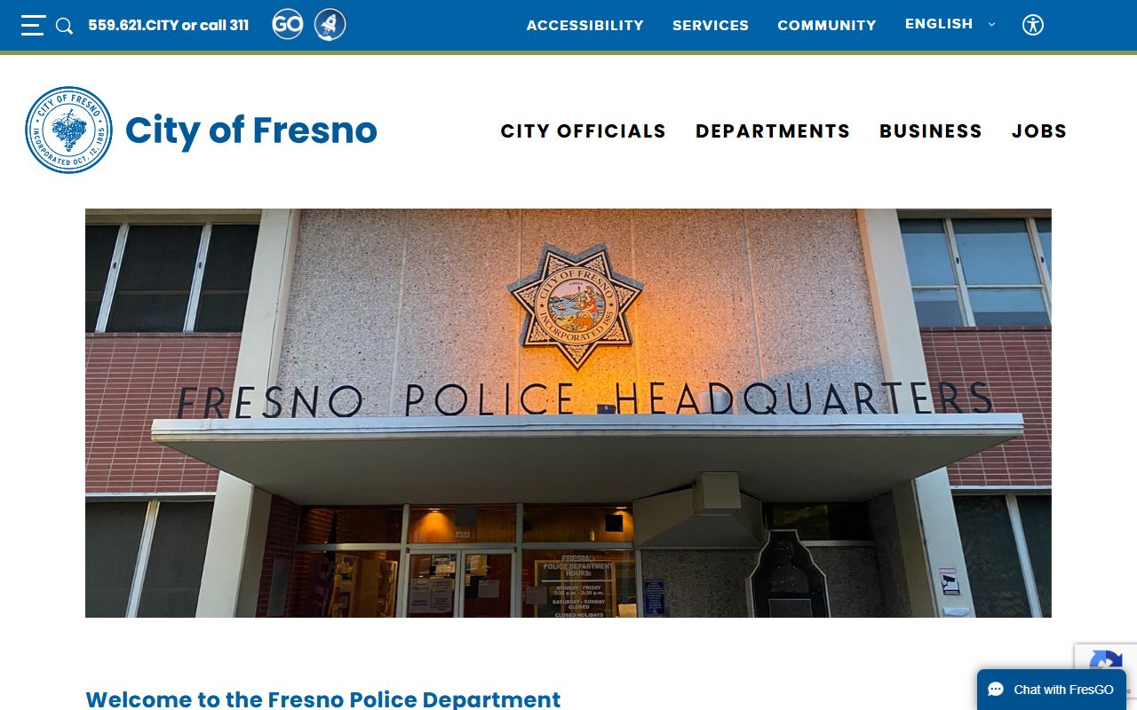 Fresno Police Department website for arrest reports and booking record requests