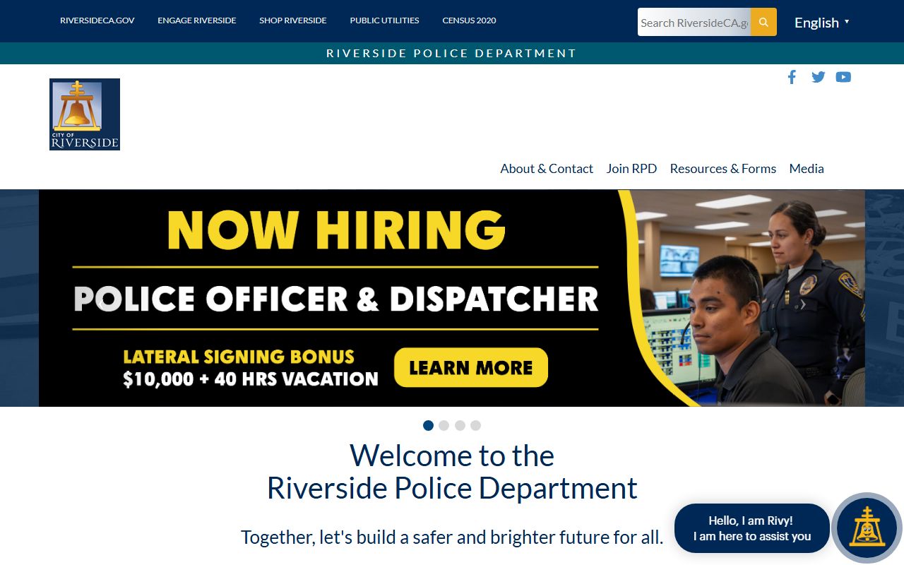 Riverside Police Department website for accessing 24 hour booking arrest records