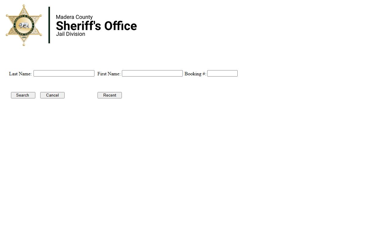 Madera County Sheriff inmate public view booking search database