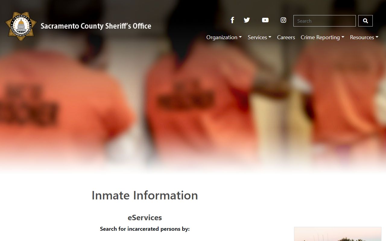 Sacramento County Sheriff inmate information portal for 24 hour booking search