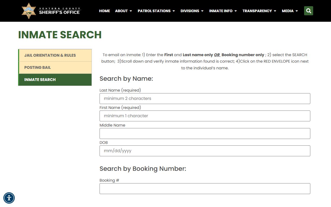 Ventura County Sheriff inmate search used for Simi Valley 24 hour booking lookups